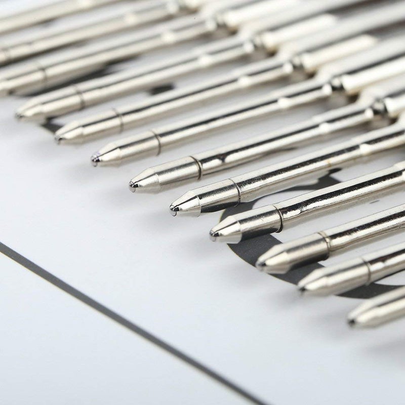 Onwon 30 Pieces Replaceable Ballpoint Pen Refills 1.0mm Medium Point Metal Refill Smooth Writing Ball Point Pen Refills Black & Blue Ink - Image 4